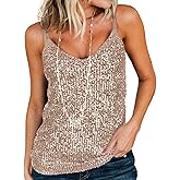 lime flare Women Sexy Sparkle Shimmer Cami Tank Tops Las Vegas Disco Sequin Camisole