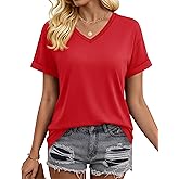 YUCOLEN Womens Short Sleeve V-Neck Shirts UPF 50+ Beach Vacation Casual Summer Loose Fit Tops 2026