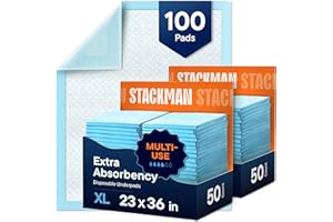 STACK MAN Chucks Pads Disposable [100-Pack] Adult Incontinence Underpads 23"x36" Large Super Absorbent Protective Bed Pads, Leak-Proof Pads – Pee Pads for Kids, Adults and Pets – Dog & Puppy Training Pads