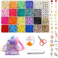 4400Pcs Clay Beads for Bracelets Making, Malydyox 20 Colors Bracelet Making Kit Flat Polymer Clay Beads with Letter…