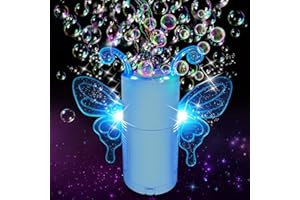 Ivtivfu Butterfly Fireworks Bubble Machine (13 Holes, Blue, Rechargeable), Automatic Bubble Machine for Toddlers 1-3, Kids Bubble Machine with Lights and Closeable Music for Parties, Wedding