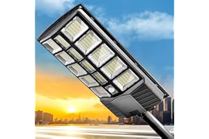 KingHe Solar Street Lights Outdoor: Dusk to Dawn Solar Parking Lot Lights with 3 Modes Motion Sensor Remote Control, 6000K 472 LEDs Commercial Solar Lights for Outside, Yard, Garage, Barn, Driveway