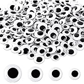 UPINS 300 Pcs Round Plastic Black Googly Wiggle Eyes Self-Adhesive Large Size 15mm 18mm 20mm 25mm