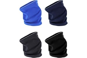 Tatuo 4 Pcs Winter Neck Gaiter for Men Women Fleece Scarf Neck Warmer Windproof Face Cover Ski Mask for Cold Weather Skiing Hiking(Black, Grey, Blue, Navy Blue)