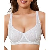 Women's Balconette Bra Push Up Unlined Underwire Lace U-Neck Demi Cup Sexy Plus Size 34C-42DDD