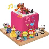 Gieanoo for Tonies Shelf with Pine Wood Square Organizer（Natural） | for Tonies Shelf,Compatible with TonieBox 1&amp;2,Square Shelves Magnetic Pine,Display for 12-30 Characters for Kids, Natural