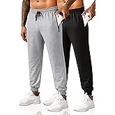 COOFANDY Men's 2 Pack Sweatpants Joggers Workout Pants Yoga Elastic Waist Drawstring Sweatpants Zipper Pockets