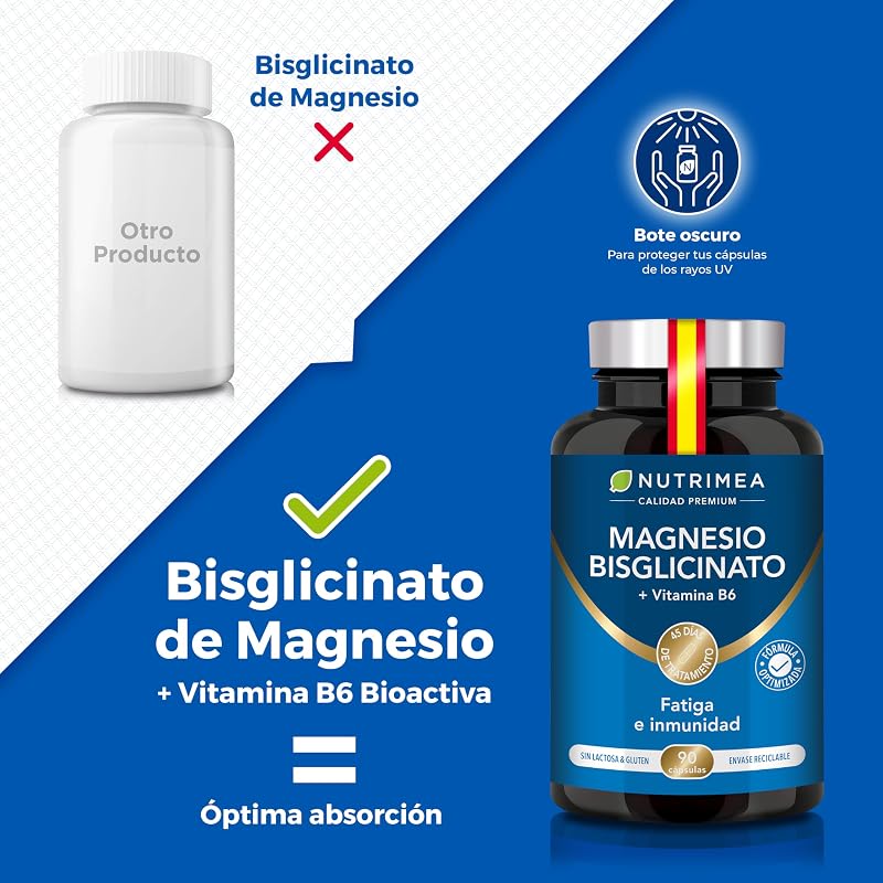 Magnesio Bisglicinato | Con Vitamina B6 | 90 Cápsulas Veganas