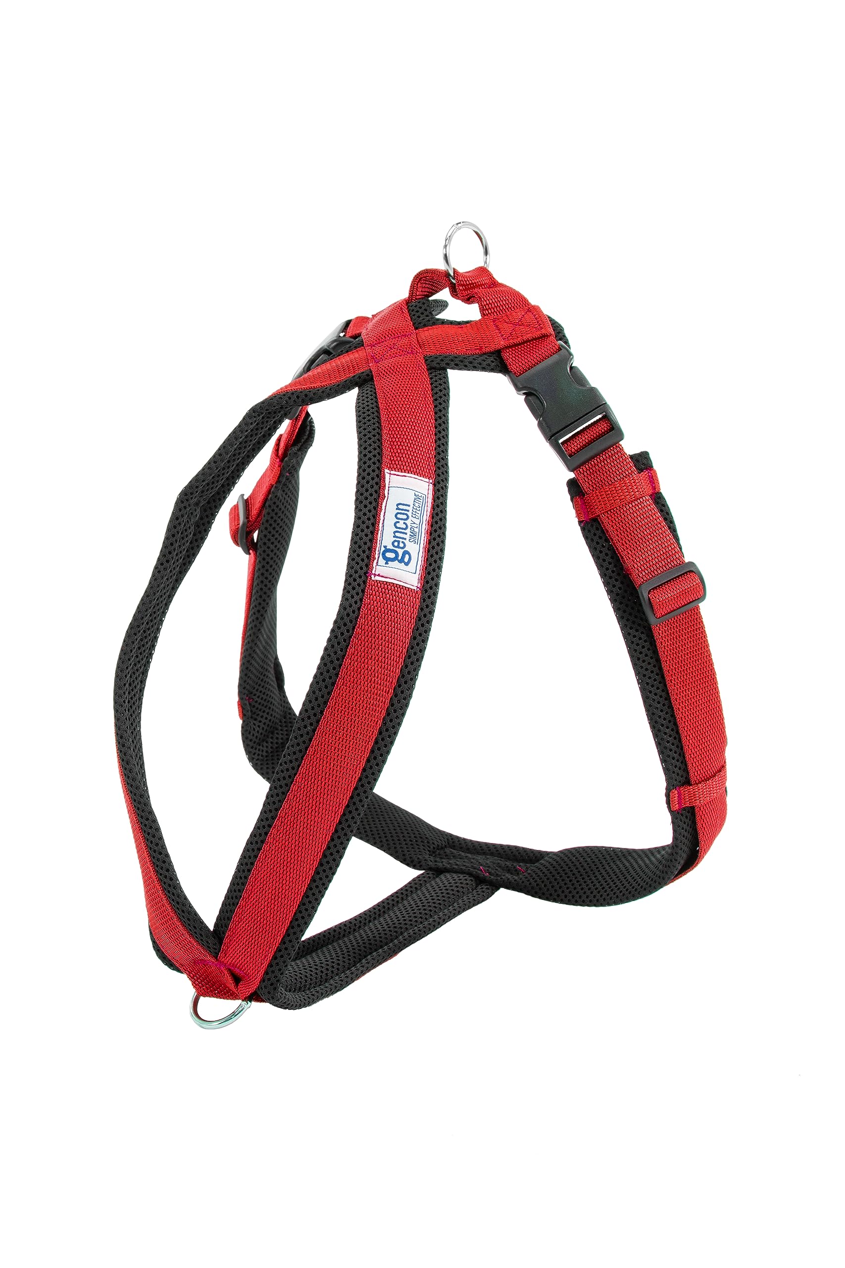 Gencon - Airmesh Extra Large Dog Harness - Lightweight, Breathable & Adjustable - Two Lead Attachment Points - Practical Dog Training & Behaviour Aid - Made in Britain - Red
