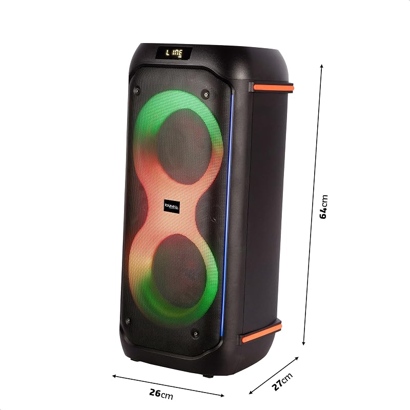- COLUMBA600 - Enceinte, Baffle Puissant de 2x6,5”/16cm sur Batterie Rechargeable - Bluetooth, Micro-SD, USB, Aux, 2 MIC in - TWS - LED Infini Multicolore - Poignée