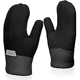 Abeillo Kids Double Layer Warm Knit Mittens, Girls Boys Winter Outdoor Lined Gloves Cute Full Finger Children Knit Gloves for 4-8 Years (Black)