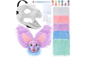 Seenelling 13 Pcs DIY Dino Mask Kit Hard Plastic Dinosaur Mask Furry Therian Dino Costume Kit Animal Dinosaur Party Costume