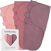 Comfy Cubs Easy Swaddle Blanket, 3 Pk Large - Blush Mauve Mulberry | 100% Cotton Newborn Wrap for 3-6 Months Infants, Adjustable, Breathable and Durable Sleep Sack for Babies