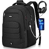 kadilong Laptop Backpack Men School Backpacks for Teen Boys Business Travel Anti Theft Book Bag with USB Charging Port,Water Resistant College Computer Bag Fits 15.6 Inch Notebook for Teenage,Black