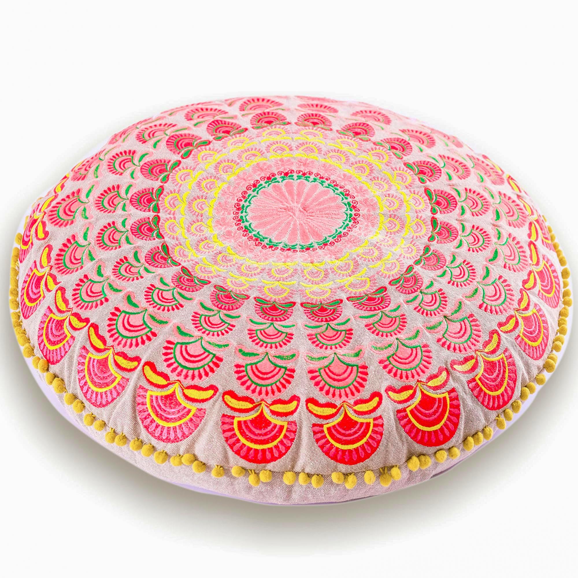 Mandala Life ART Bohemian Floor Cushion Cover – 60 cm - Artisan Room Décor Pouf Case for Meditation, Yoga, and Boho Chic Seating Area Floor Pillow – Accent Your Living Room, Bedroom, More