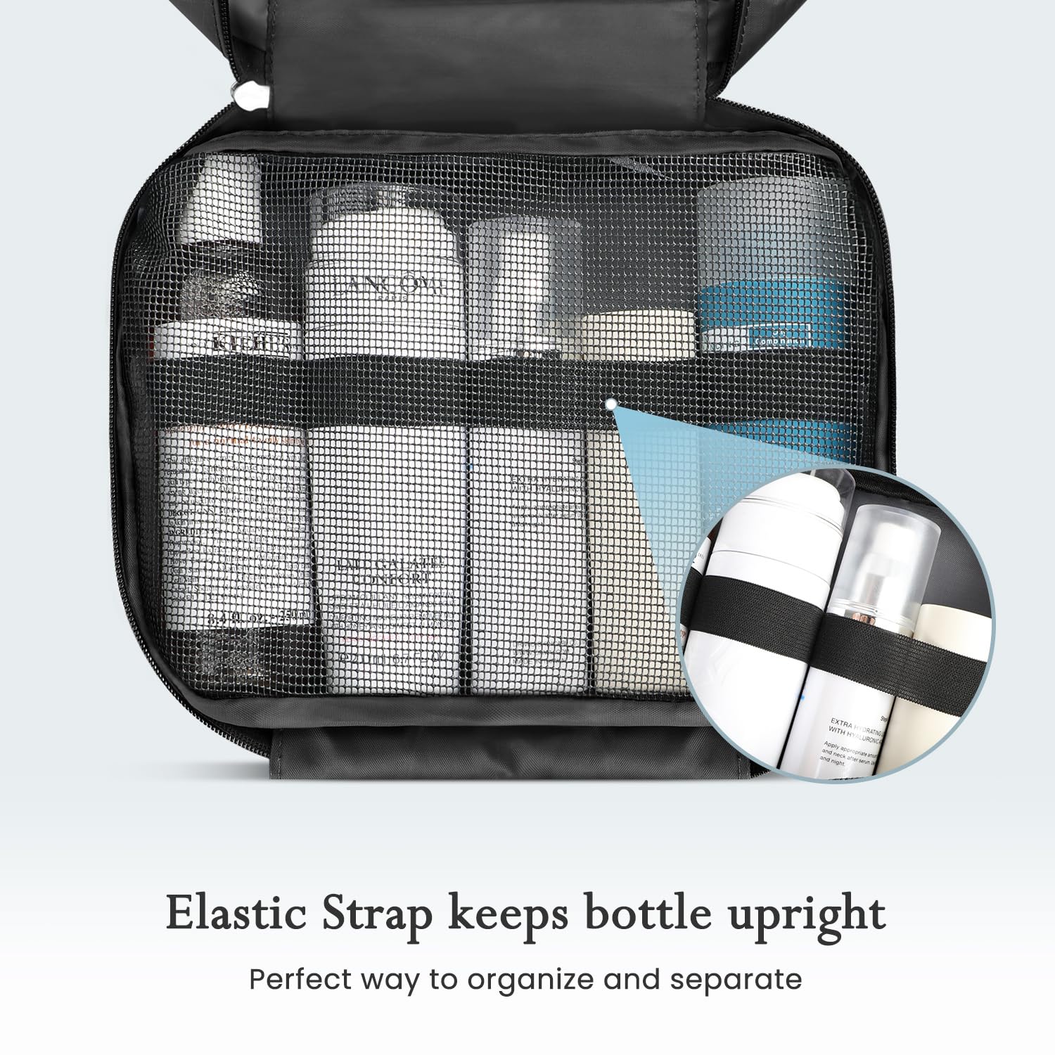 Maliton Toiletry Bag for Men & Women Travel Toiletry Bag Hanging Toiletry Bag Hygiene Organizer with 4 Compartments Waterproof Bathroom Shower Bag Large Toiletries Travel Bag(Black)