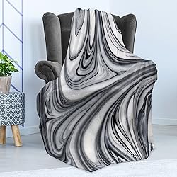 Ambesonne Abstract Throw Blanket, Mix of White and