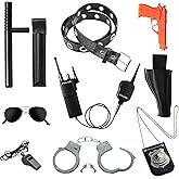 Dress-Up-America Kids Police Officer Pretend Play Set – 10-Piece Costume Accessories with Badge, Belt, Gun & Handcuffs – Halloween Role Play Kit for Ages 3–10