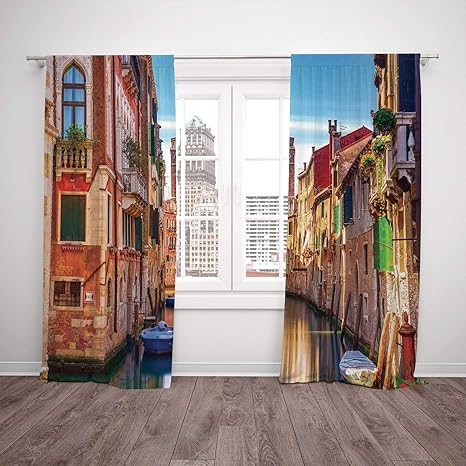 Thermal Insulated Blackout Window Curtain Cityscape Venice