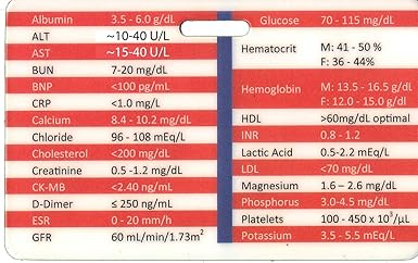 Amazon Com Lab Values Card Id Badge Thick Durable Normal Nclex Values For Nurses Industrial Scientific