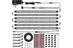 Litever LED Safe Lighting Kit. Door Control Activated. 6 pcs Slim 12 inch Light Bars. Linkable Extendable Plug-in for Gun Safe, Closet, Showcase, in-Cabinet Under Counter Pantry. Daylight 5000K