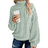 Fashionme Chic Ballon Sleeve Winter Turtleneck Chunky Sweater Slouchy Oversized Loose Pullover Outerwear Warm Thick