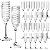 SDBALLBZ Plastic Champagne Flutes, 5.5oz Unbreakable Detachable Champagne Glasses, Reusable BPA-free Stemware Cups for Wedding Toasting, Parties, Mimosa Bar (24pcs, Clear)