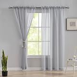 Home Brilliant Net Curtain 2 Panels 54x72 Light Grey Rod Pocket view 2