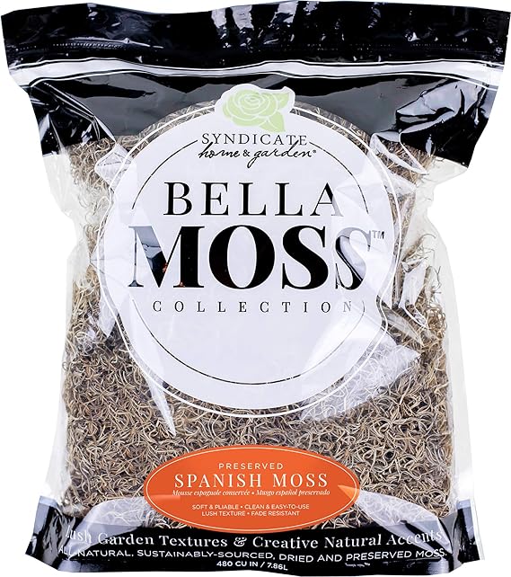 Bella Moss 1413101082 Preserved Spanish Bulk Moss, Natural