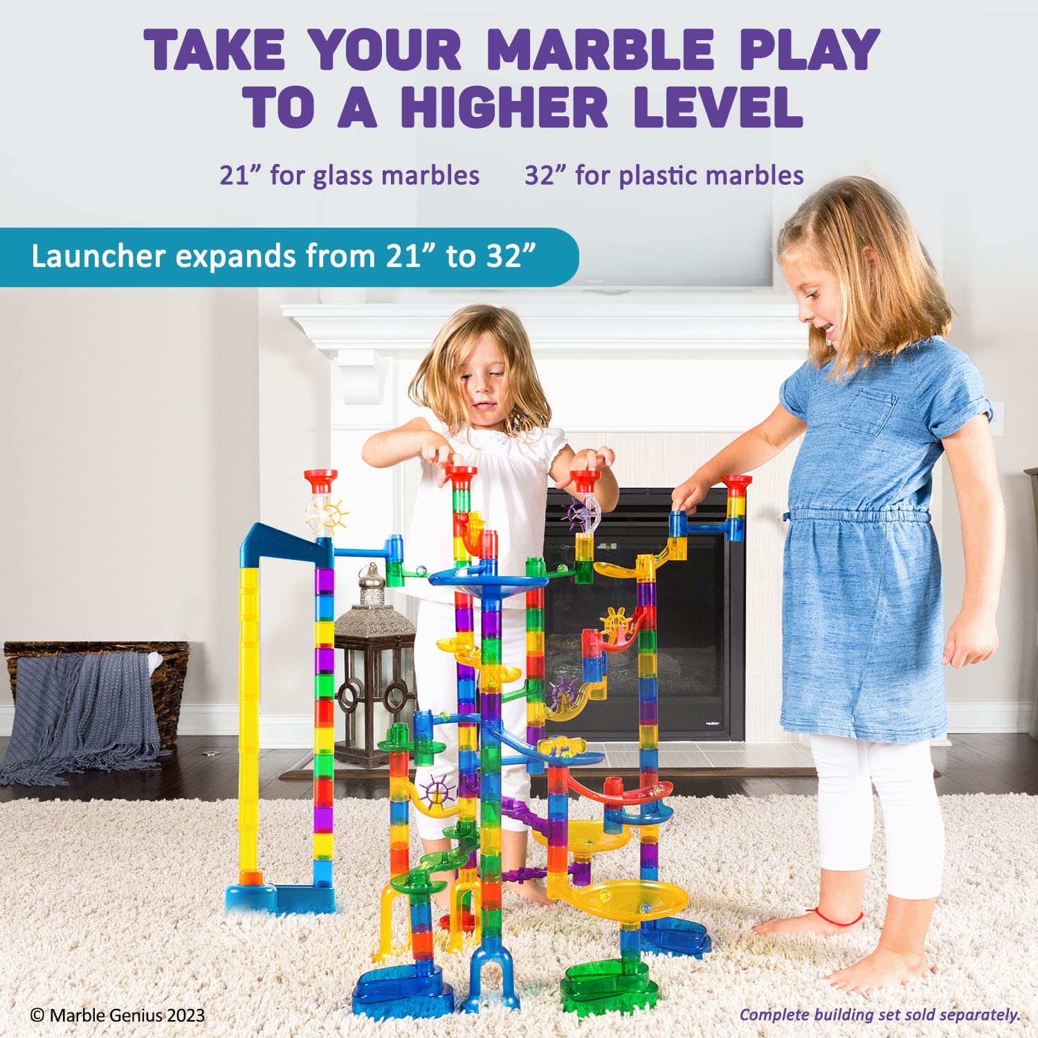 Marble Genius Run Launcher - Unleash Your Creativity with This Set, Includes Marble Launcher Base, Tubes, Top, and 5 Plastic Marbles, Educational STEM Toy, Build, Launch, and Watch Your Marbles Soar