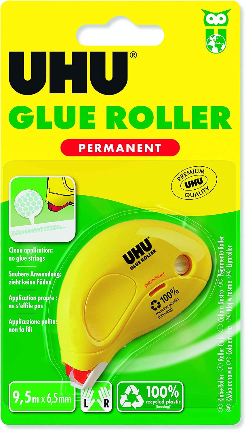 UHU Glue Roller Permanent 9.5 M x 6.5 mm, Yellow