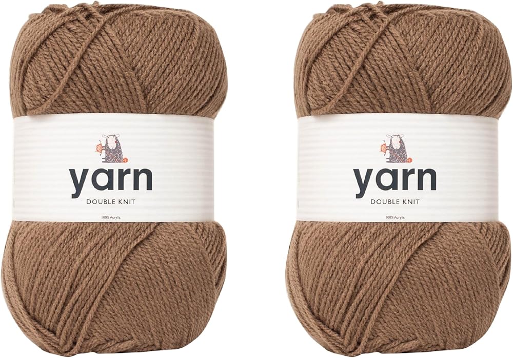 Korbond DK Brown Yarn 2 x 100g Acrylic Lightweight Hypoallergenic 200g/580m