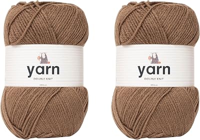 Korbond DK Brown Yarn 2 x 100g Acrylic Lightweight Hypoallergenic 200g/580m