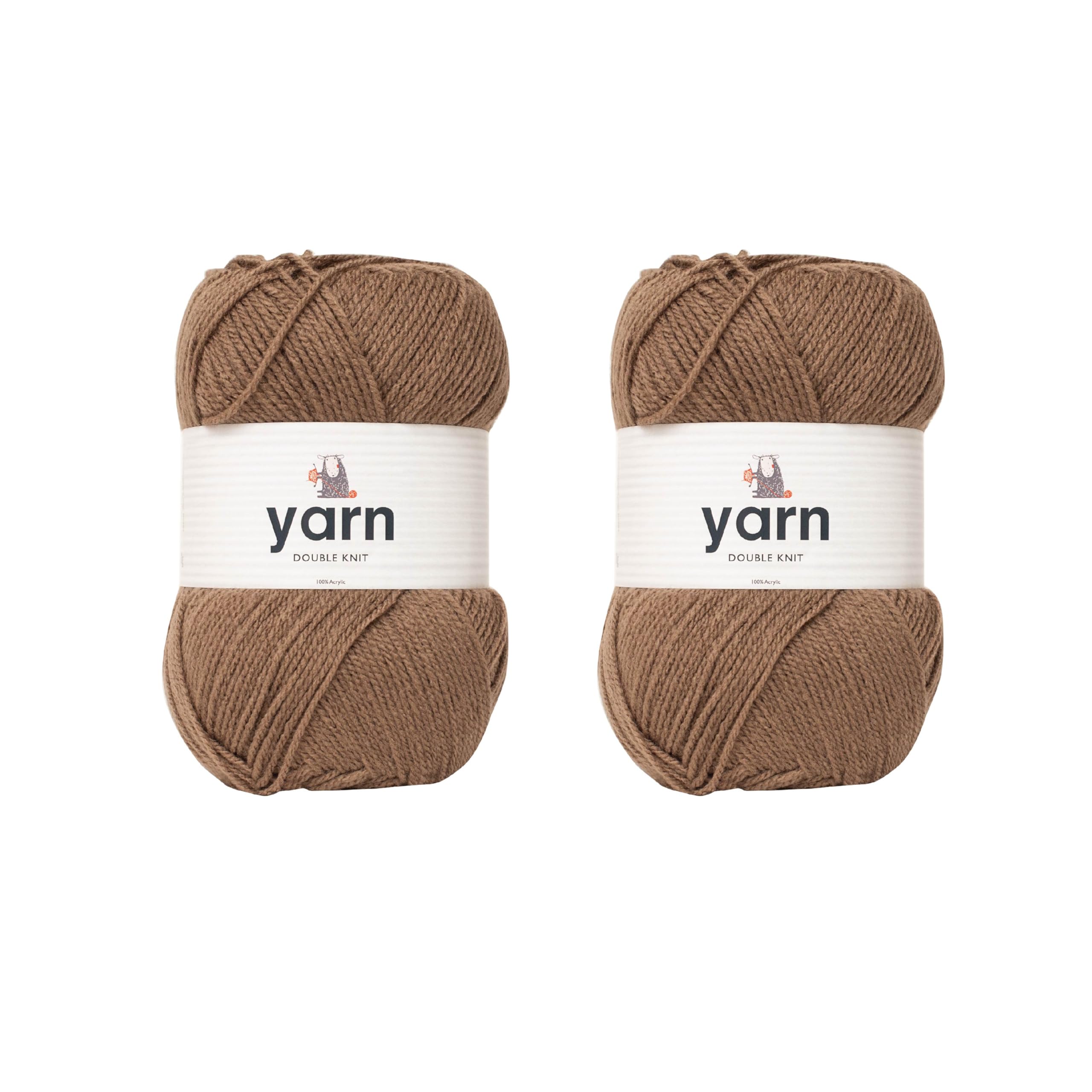 Korbond DK Brown Yarn - 2 x 100g Acrylic Yarn - Lightweight, Hypoallergenic & Durable (200g/580m Total)