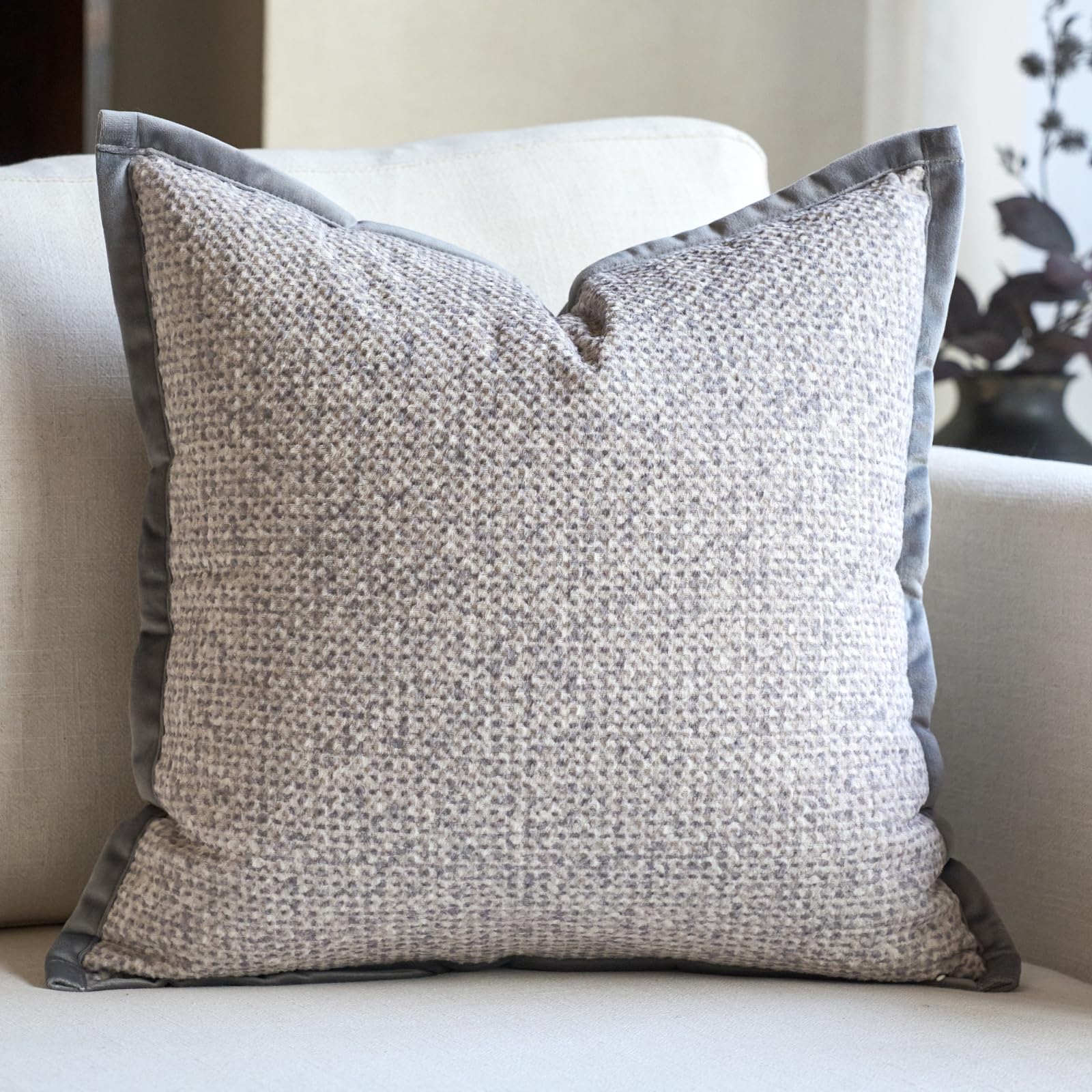 Photo 1 of Aeckself Pillow Cover 18x18 Inch, Vintage Gradient Color Polka Dots Decorative Square Throw Pillow Cover Neutral Accent Pillowcase for Couch Bedroom Living Room, Light Gray