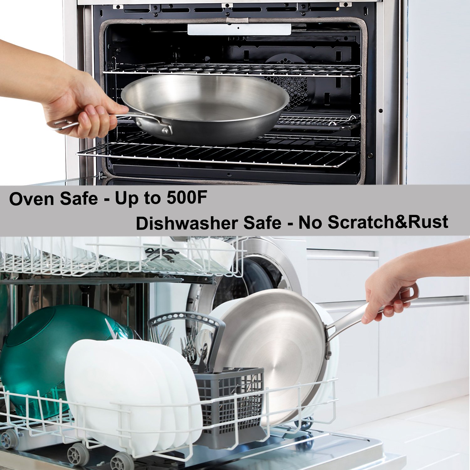 9 inch Hommate Pro-Health Professional Triply Stainless Steel Frying Pan