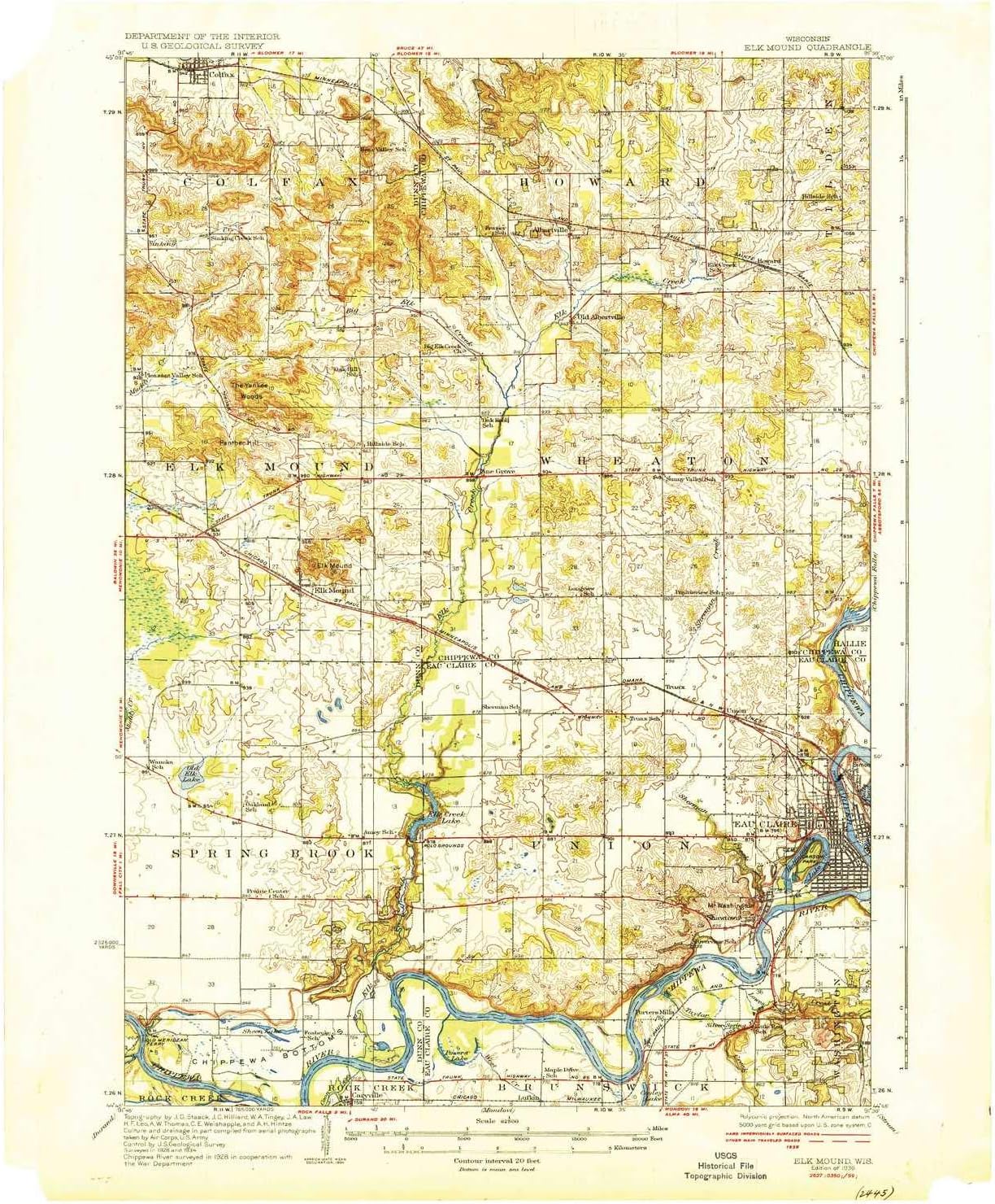 YellowMaps Elk Mound WI topo map, 162500 Scale, 15 X 15