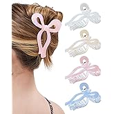 Mesovor 4 Pack Elegant Bow Hair Claw Clips, Nonslip 4.3" Large Hair Grip Hairclips for Thin and Thick | Acrylic Hair Strong Hold Hair Jaw Clamps (Mermaid Stripes)