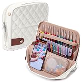 MYBAGZING Crochet Hook Case, Organizer for Hooks up to 7" &amp; Accessories | Stand-up crochet hook case for tunisian hooks,ergonomic hooks, aluminum needles, stitch markers and crochet accessories