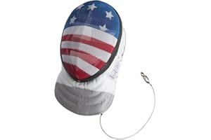 AMERICAN FENCING GEAR Foil Fencing Sport Mask - CE350N Certified National Grade with Padded Bib - Includes Foil Mask Head Wire - Anti-Glare Finish - Adjustable Strap - USA Flag Mesh Design