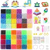 EIKEJI 7400 Pcs Non-Iron Fuse Beads Kit, 48 Colors 5mm Beads for Kids | Glow in The Dark and Glitter Refill Beads Set for Boys, Girls, Ideal Gift for New Years, Birthdays, Christmas