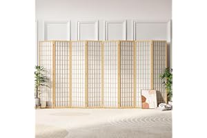 JOSTYLE Room Divider Screen 8 Panel, 5.9 Ft Folding Privacy Screen for Room Separation, Shoji Screen Japanese Style Room Divider Wall, Natural