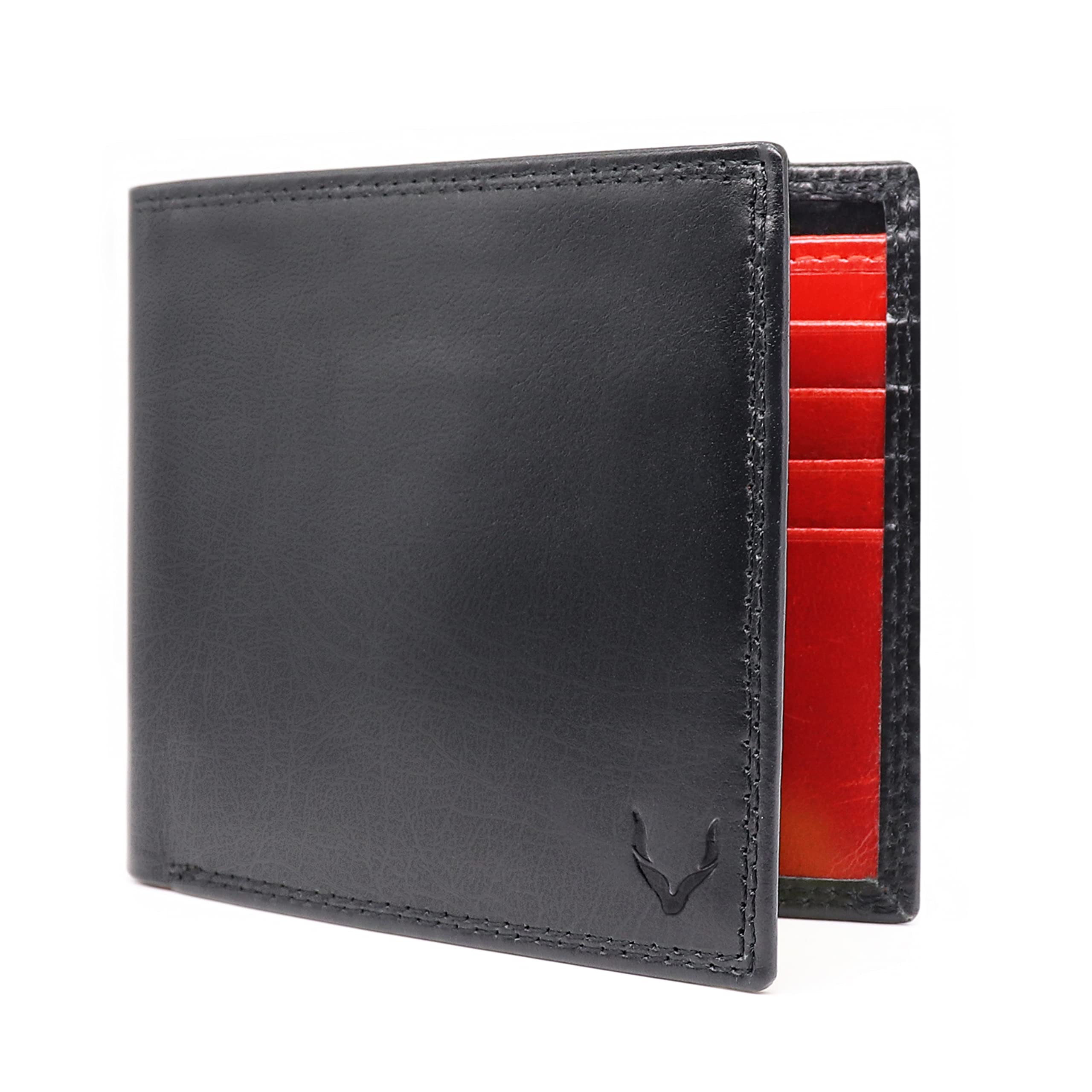 PELLE TORO Minimalist Slim Mens Wallet, Handmade Real Leather Card Wallet with RFID Blocking, 10 Card Holder Slots & Note Section, Black & Red — image 1