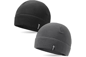 OUTDOOR SHAPING 2 Pack Tactical Fleece Cap Winter Warm Beanie Military Army Watch Cap Gift for Men Women