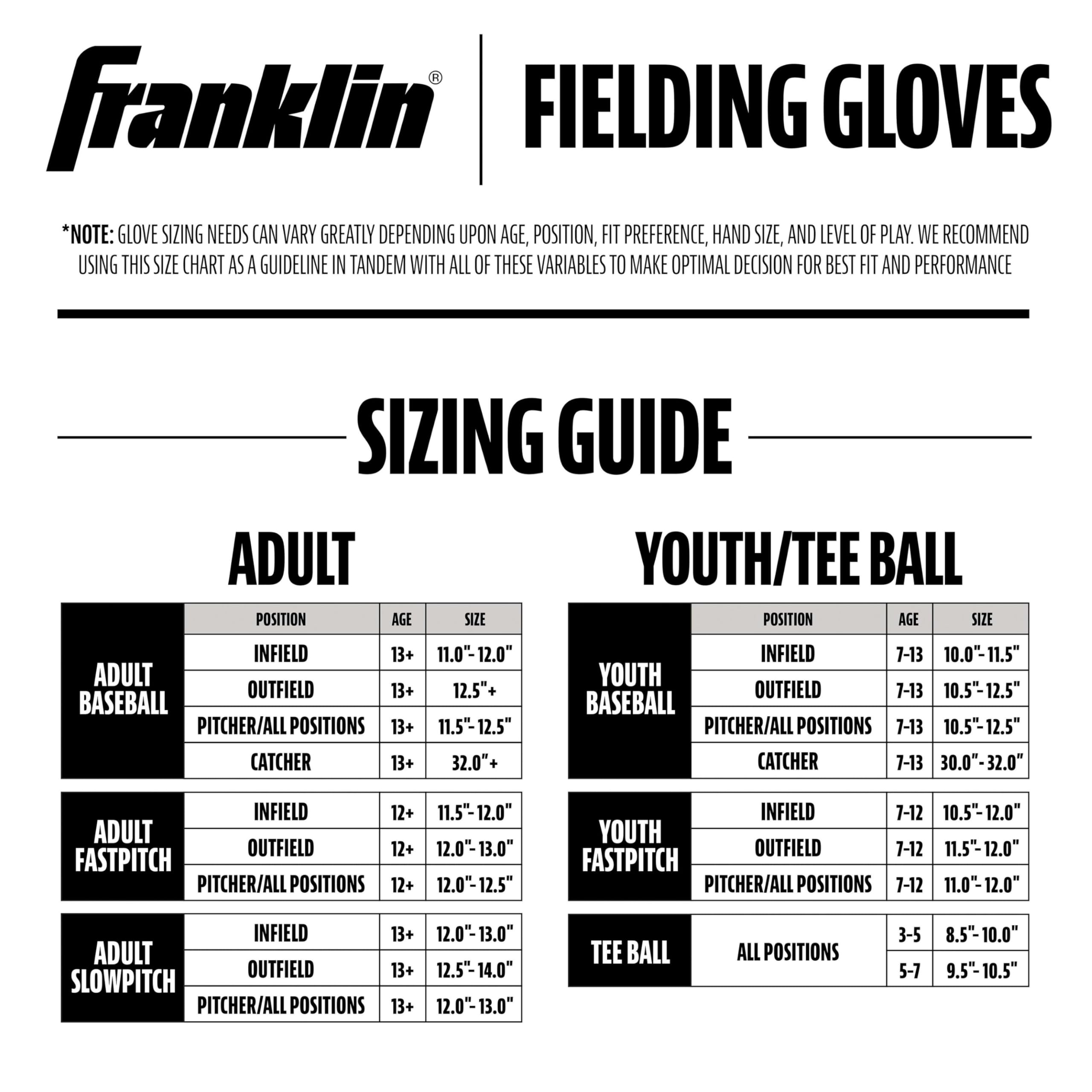 Franklin Sports Youth Teeball Gloves - Shok Sorb Kids Baseball + Teeball Mitt - Boys + Girls Fielder Gloves - 10.5