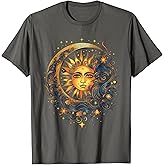 Mystic Sun and Moon Woman Mystical Flowers Aesthetic T-Shirt