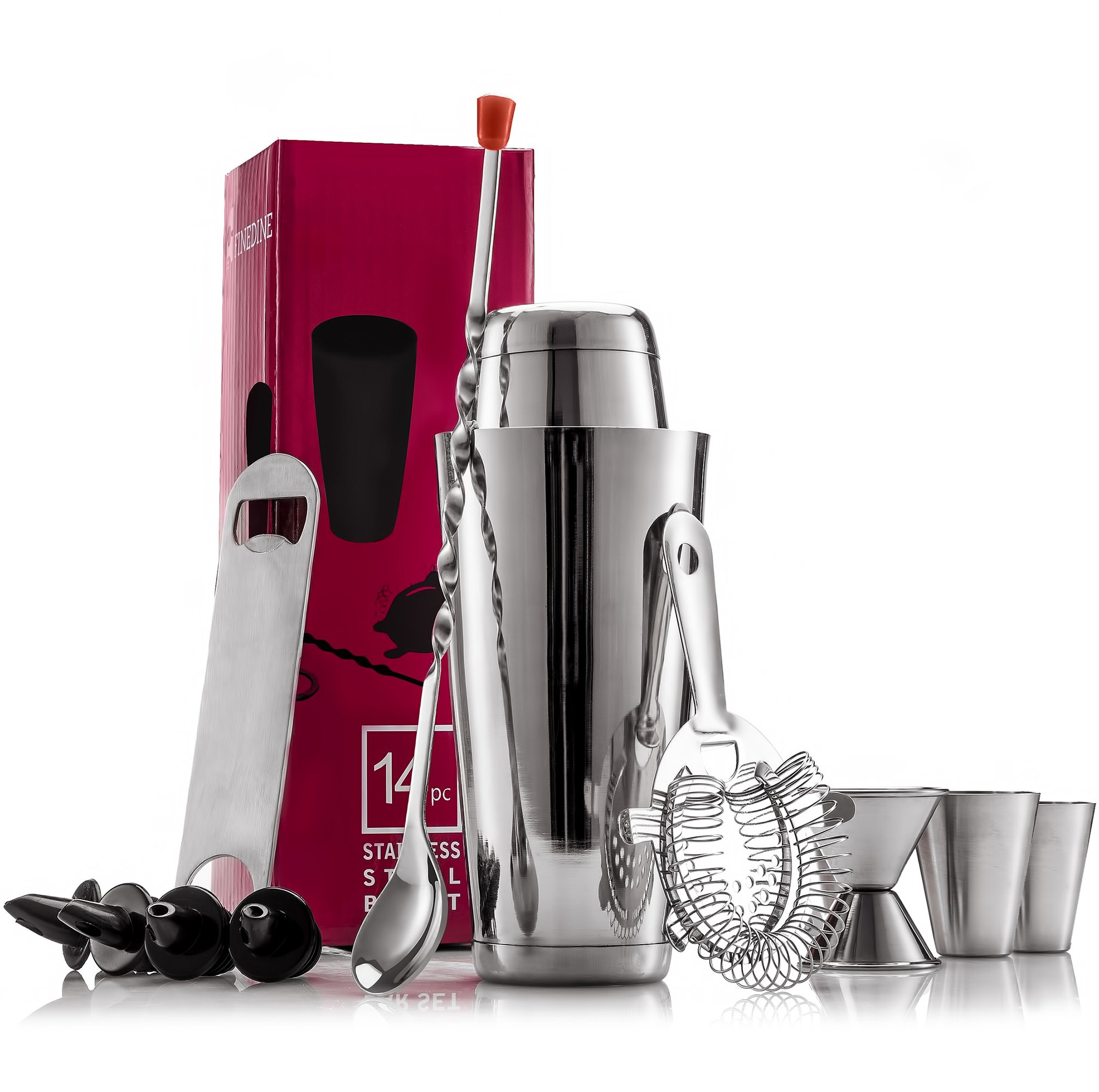 Expert Cocktail Shaker Home Bar Set 14 Piece Stainless Steel Bar