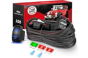 Nilight Wiring Harness Kit Nylon 12 AWG 1 Lead 12V 5Pin Rocker Switch Laser On Off Power Relay Blade Fuse for LED Light Bar Off Road Lights on Cars Jeep Boat Trucks