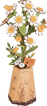 rowood 3D Puzzle DIY Wooden Flower Kit, Flower Model Gift for Adults view 6