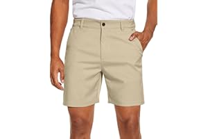 PULI Men's Golf Dress Shorts Flat Front Hybrid 7 Inch Lightweight Quick Dry Chino Casual with Pockets